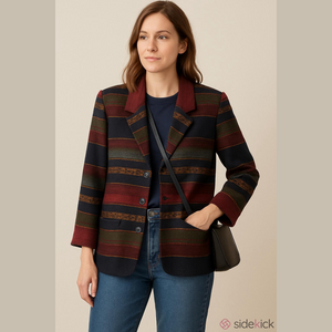 Retro 90's Wool Blend Striped Multicolor Ralphcore Oversized Preppy Blazer